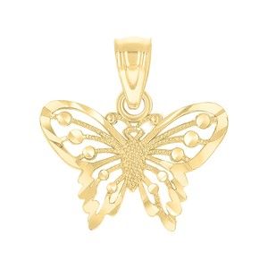10kt 10k Yellow Gold Diamond-Cut Womens Butterfly Animal Charm Pendant